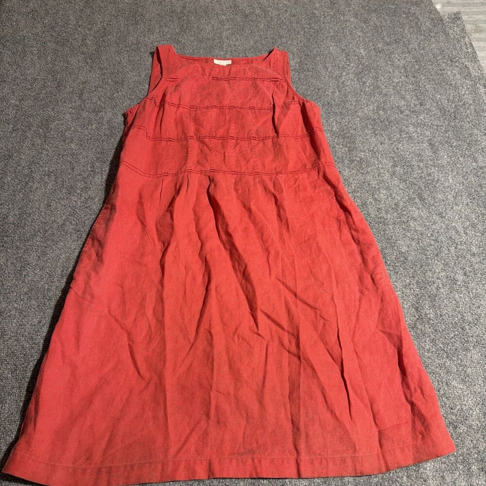 J.Jill 100% Linen Dress Womens Small Red Pullover Summer Sleeveless Beach Travel